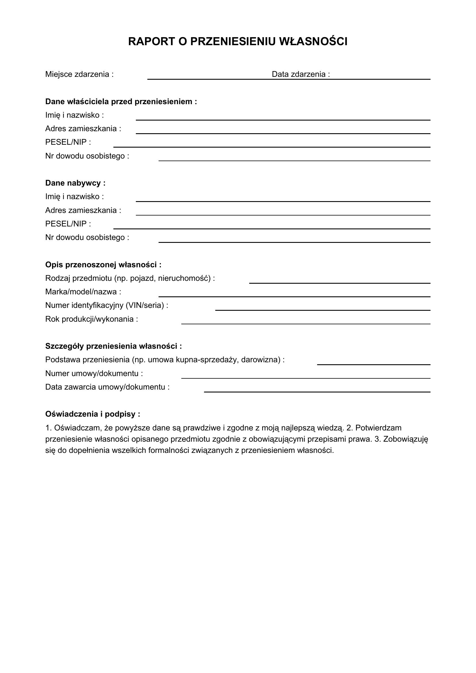 Raport O Przeniesienie Policja